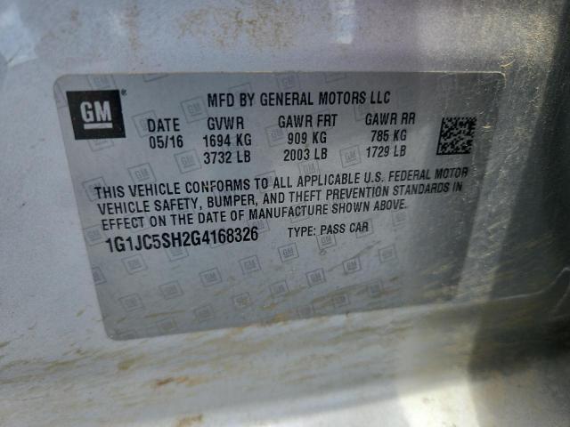 2016 CHEVROLET SONIC LT - 1G1JC5SH2G4168326