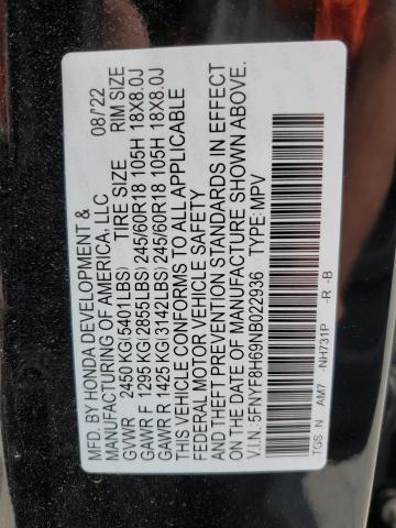 2022 HONDA PASSPORT T 5FNYF8H69NB022936