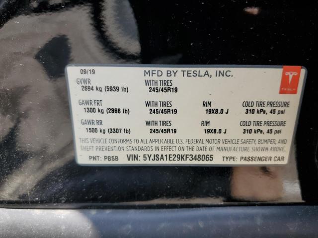2019 TESLA MODEL S 5YJSA1E29KF348065