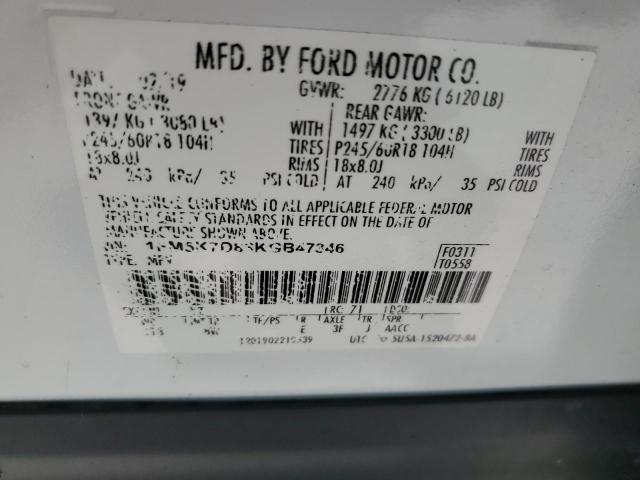 2019 FORD EXPLORER X 1FM5K7D83KGB47346