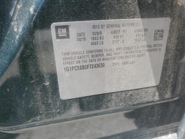 2015 CHEVROLET CRUZE LT 1G1PC5SB0F7243639