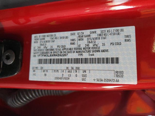 2024 FORD F150 XLT 1FTFW3L8XRKE62207