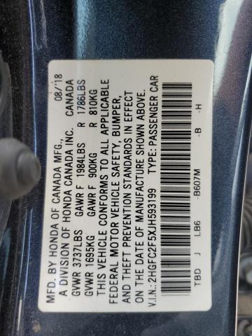 2018 HONDA CIVIC LX 2HGFC2F5XJH593199