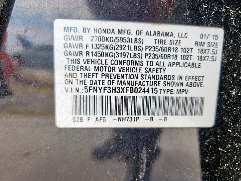 2015 HONDA PILOT SE 5FNYF3H3XFB024415