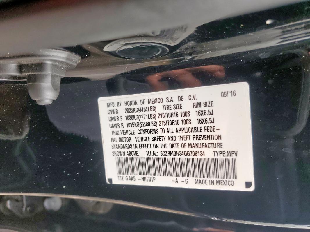 2016 HONDA CR-V LX 3CZRM3H34GG708134