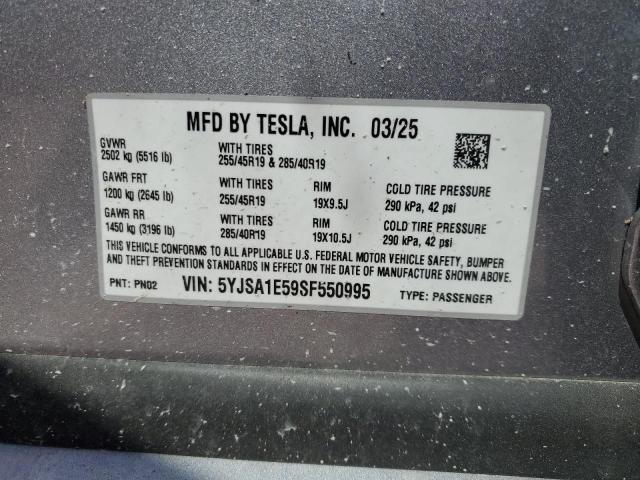 2025 TESLA MODEL S 5YJSA1E59SF550995