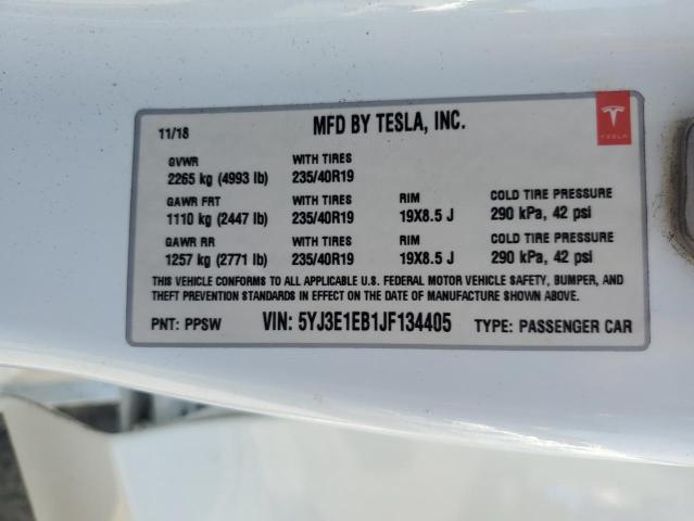 2018 TESLA MODEL 3 5YJ3E1EB1JF134405