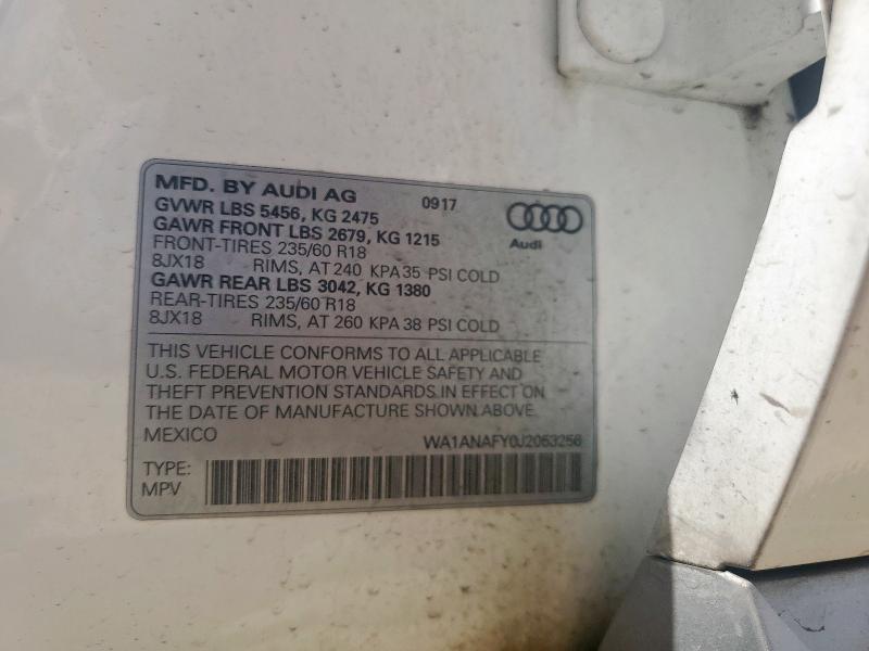 2018 AUDI Q5 PREMIUM WA1ANAFY0J2053256