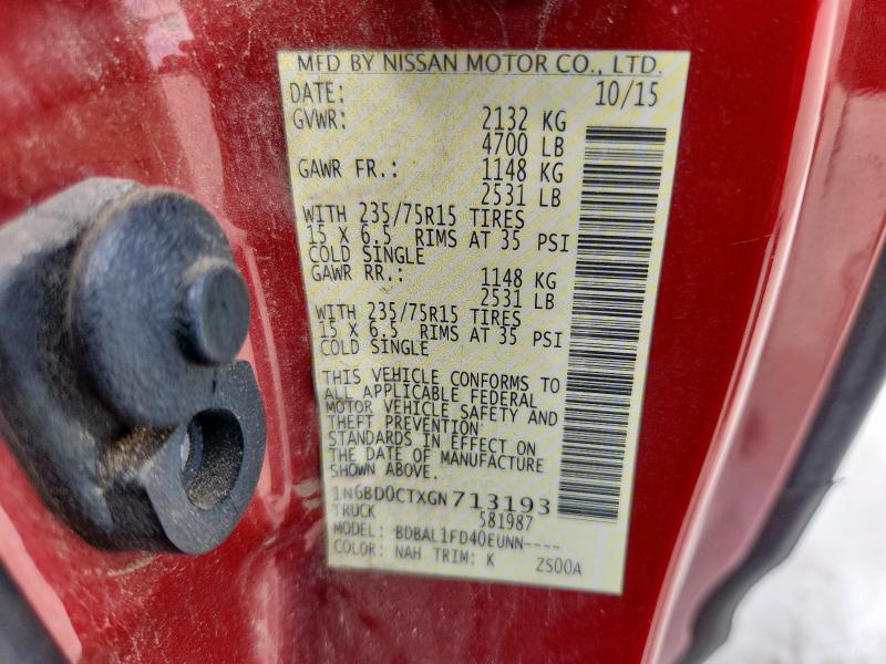 2016 NISSAN FRONTIER S 1N6BD0CTXGN713193
