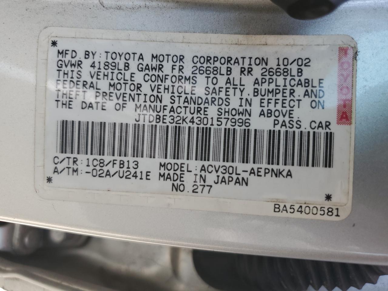 Toyota Camry le 2003