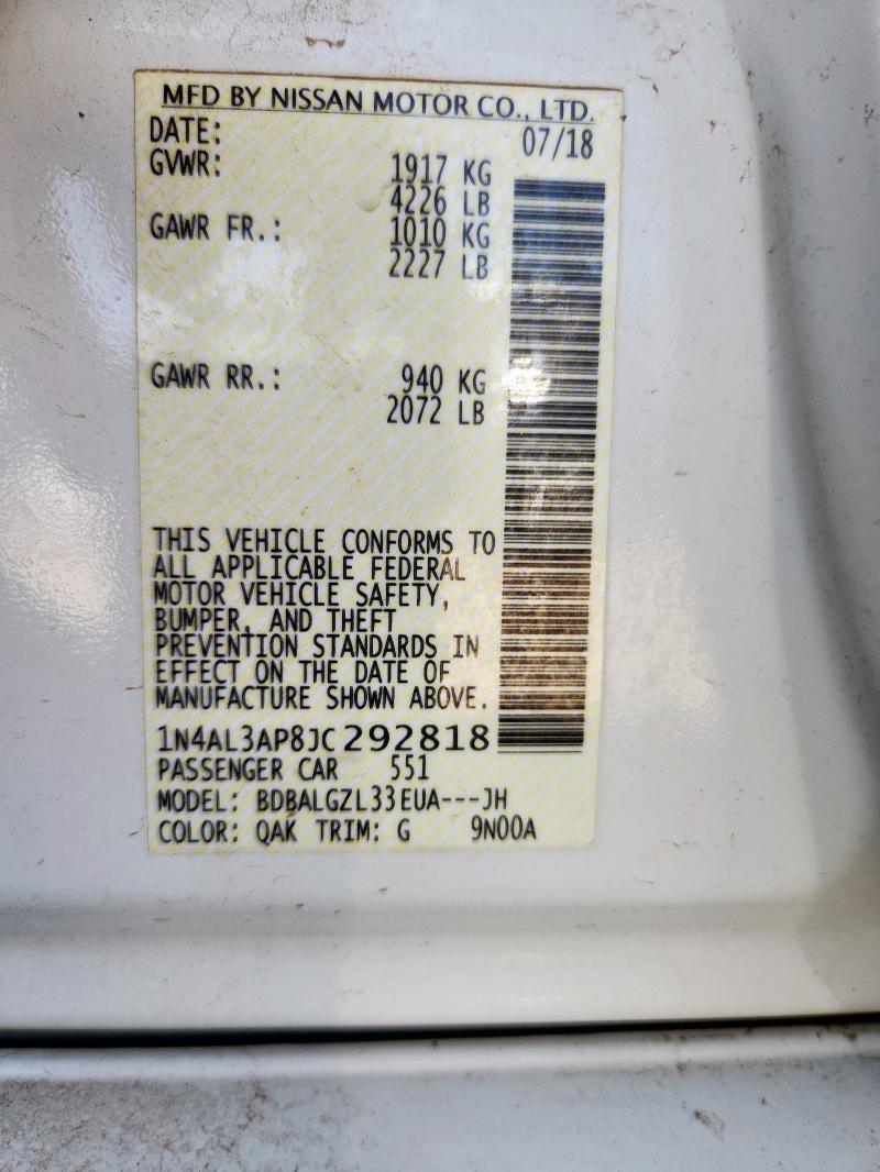 2018 NISSAN ALTIMA 2.5 - 1N4AL3AP8JC292818