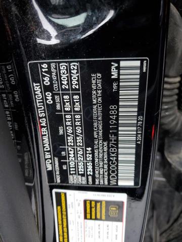 2017 MERCEDES-BENZ GLC 300 4M WDC0G4KB7HF119488