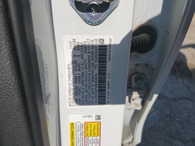 2022 HONDA CIVIC SPOR 2HGFE2F5XNH546254