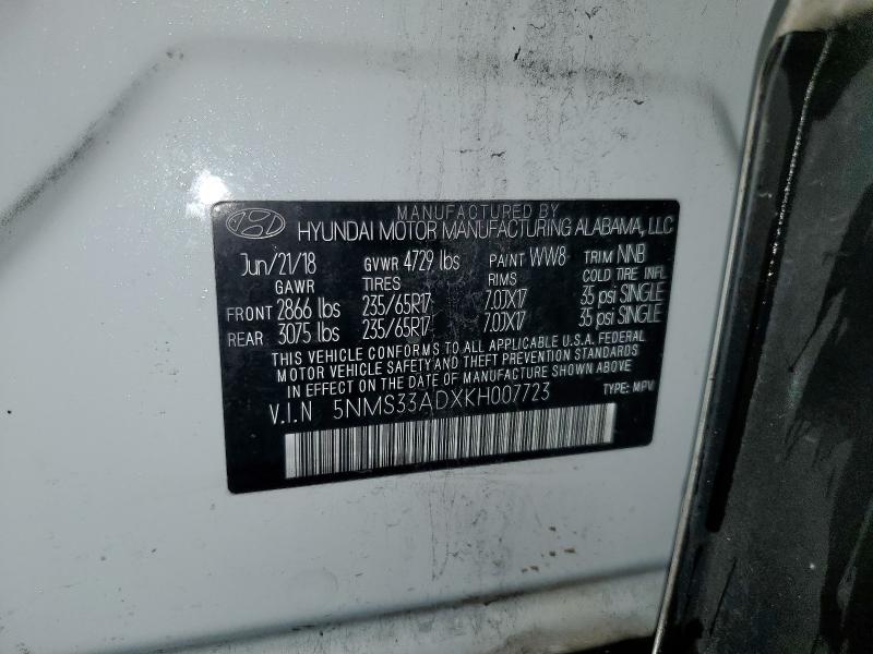 2019 HYUNDAI SANTA FE S - 5NMS33ADXKH007723