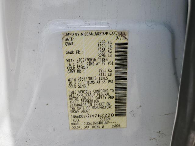 2015 NISSAN FRONTIER S 1N6AD0ER7FN762220