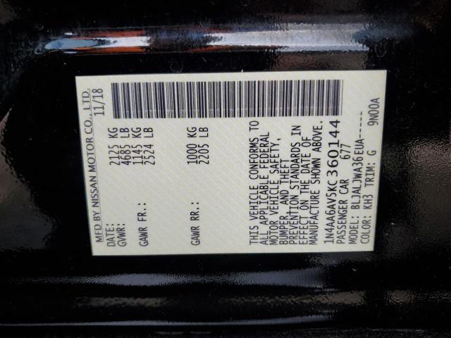 2019 NISSAN MAXIMA S 1N4AA6AV5KC360144