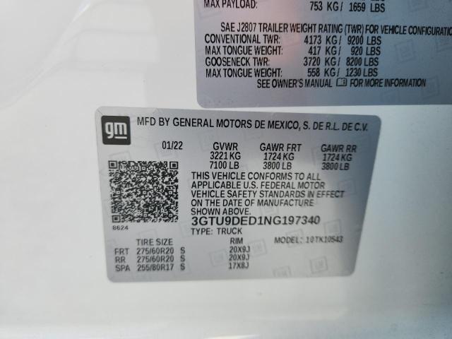 2022 GMC SIERRA LIM 3GTU9DED1NG197340