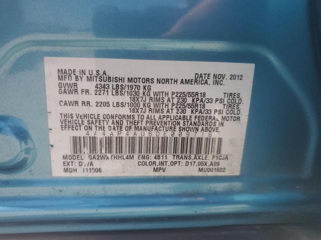 2013 MITSUBISHI OUTLANDER - 4A4AP4AU6DE009716