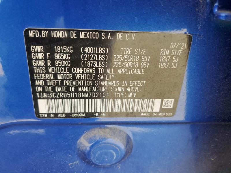 2022 HONDA HR-V SPORT 3CZRU5H18NM702104