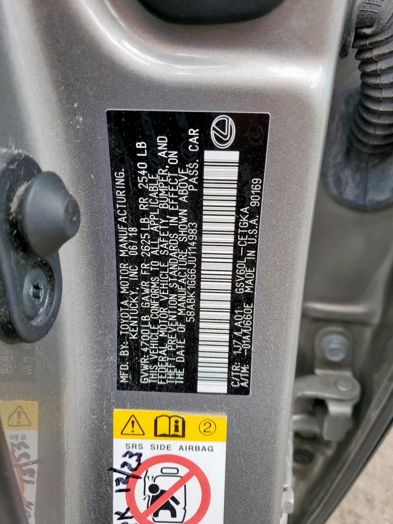 2018 LEXUS ES 350 58ABK1GG6JU114983