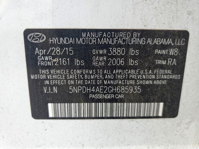 2016 HYUNDAI ELANTRA SE - 5NPDH4AE2GH685935