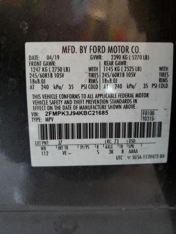 2019 FORD EDGE SEL - 2FMPK3J94KBC21685