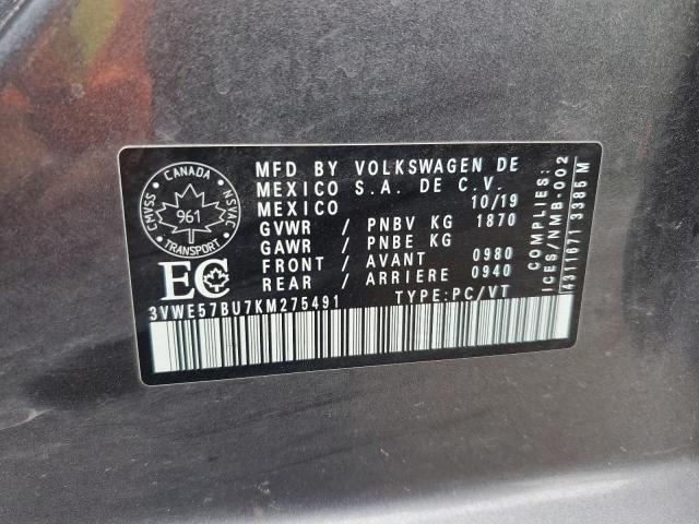 2019 VOLKSWAGEN JETTA SEL 3VWE57BU7KM275491