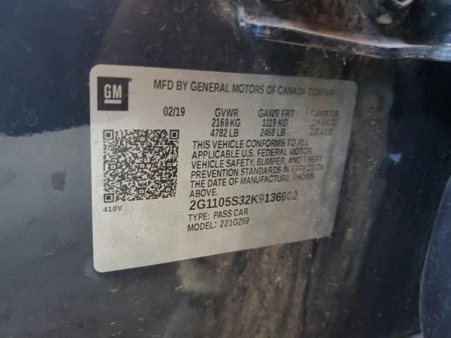 2019 CHEVROLET IMPALA PRE 2G1105S32K9136902