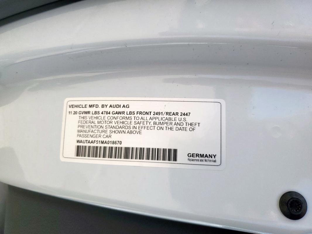 2021 AUDI A5 PREMIUM WAUTAAF51MA018670