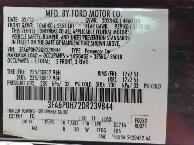 2013 FORD FUSION SE - 3FA6P0H72DR239844