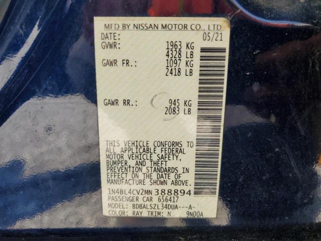 2021 NISSAN ALTIMA SR 1N4BL4CV2MN388894