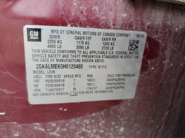 2017 GMC TERRAIN SL 2GKALMEK0H6129490