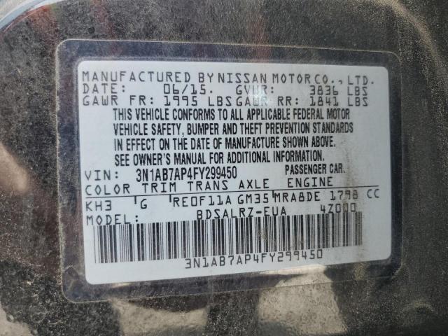 2015 NISSAN SENTRA S 3N1AB7AP4FY299450