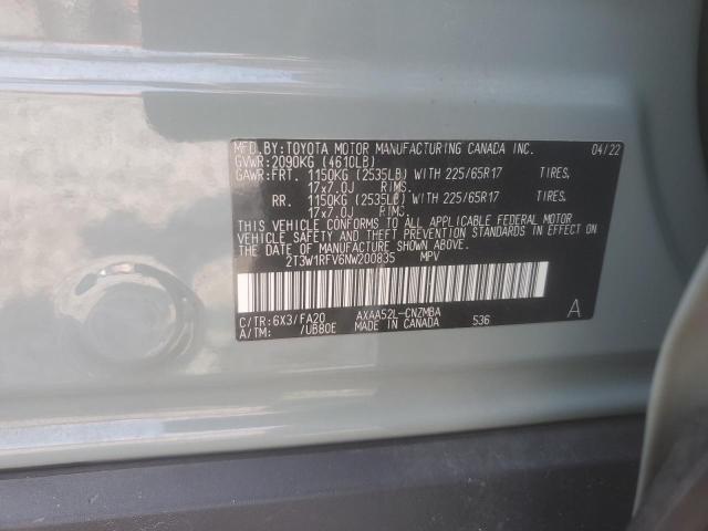 2022 TOYOTA RAV4 XLE 2T3W1RFV6NW200835