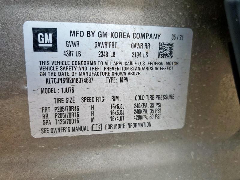 2021 CHEVROLET TRAX LS - KL7CJNSM2MB374687