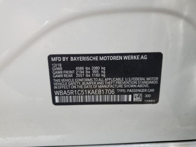 2019 BMW 330I WBA5R1C51KAE81706