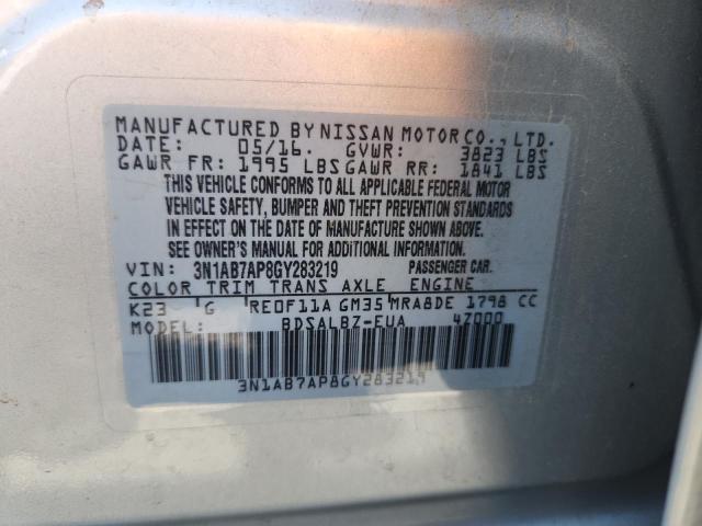 2016 NISSAN SENTRA S - 3N1AB7AP8GY283219