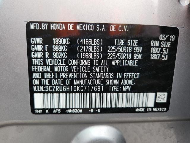2019 HONDA HR-V SPORT 3CZRU6H10KG717681