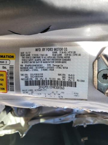 2017 FORD FUSION SE 3FA6P0LUXHR300263