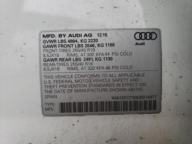 2016 AUDI Q3 PREMIUM WA1EFCFS9GR014977