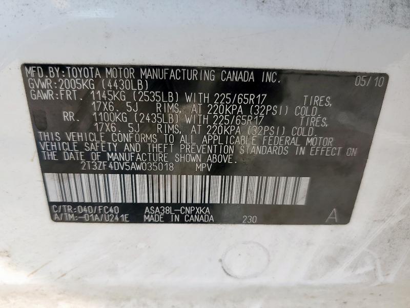 2010 TOYOTA RAV4 - 2T3ZF4DV5AW035018