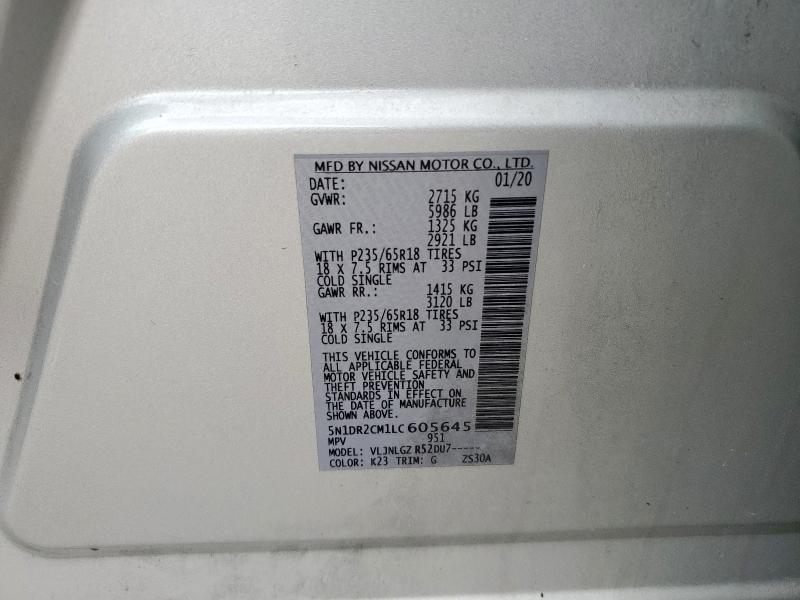 2020 NISSAN PATHFINDER - 5N1DR2CM1LC605645