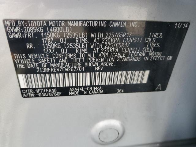 2015 TOYOTA RAV4 XLE 2T3RFREV7FW262701