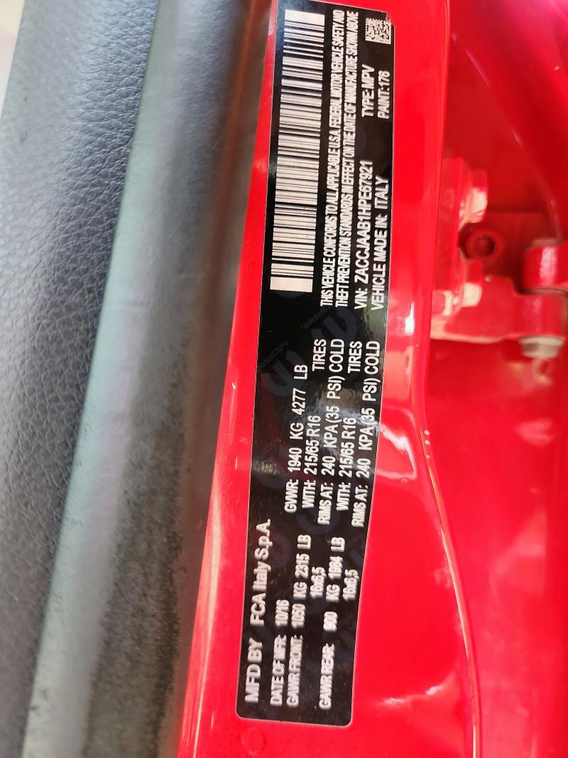 2017 JEEP RENEGADE S ZACCJAAB1HPE67921