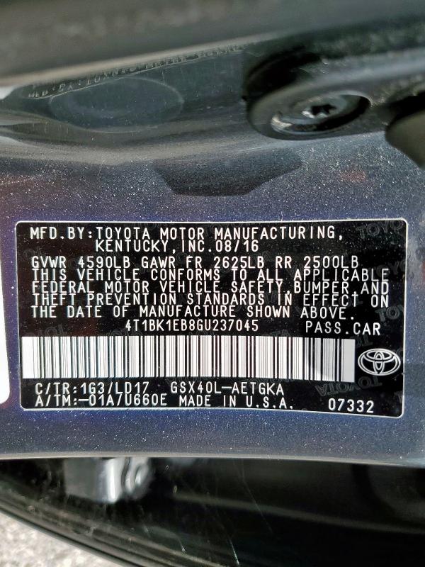 2016 TOYOTA AVALON XLE - 4T1BK1EB8GU237045