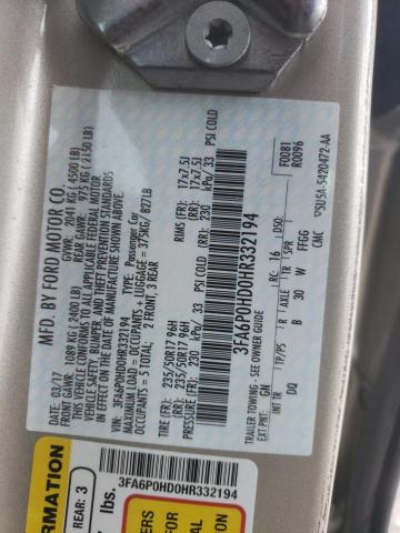 2017 FORD FUSION SE #3315604778