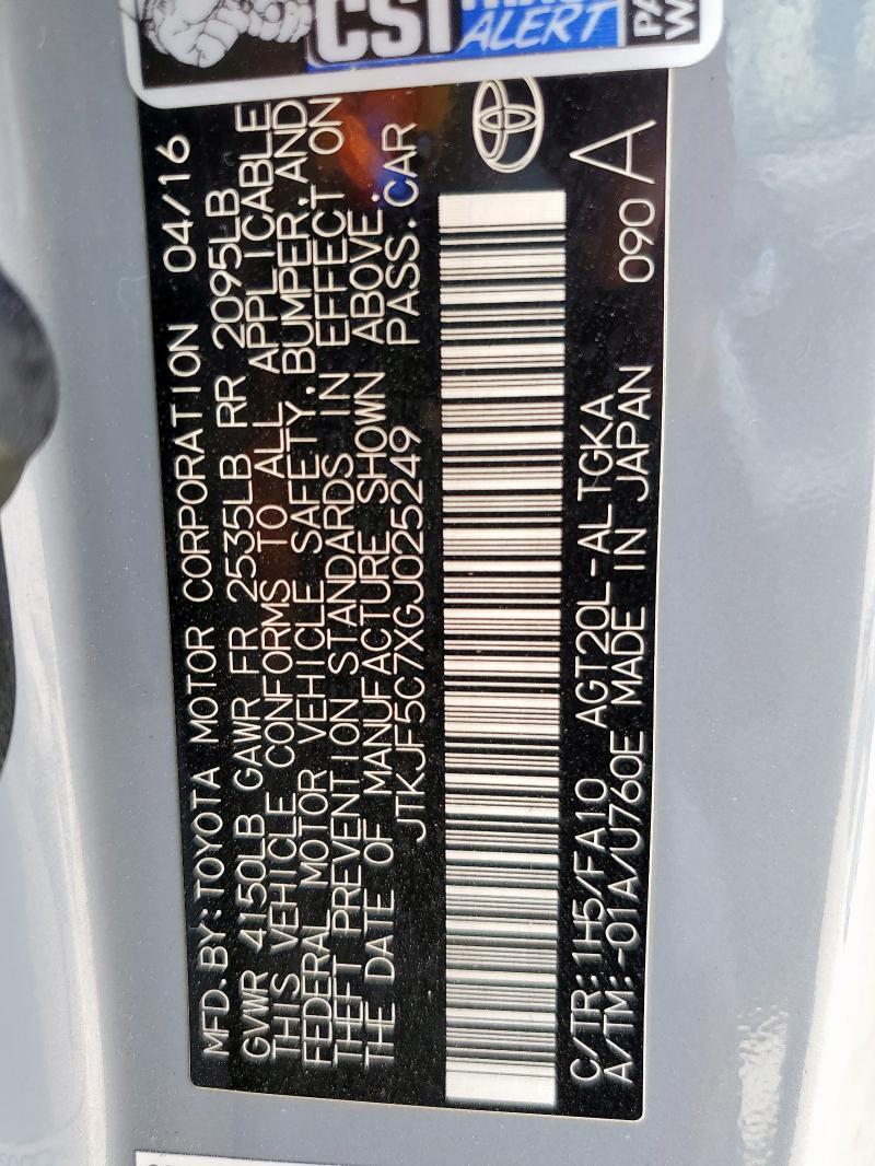 2016 TOYOTA SCION TC JTKJF5C7XGJ025249
