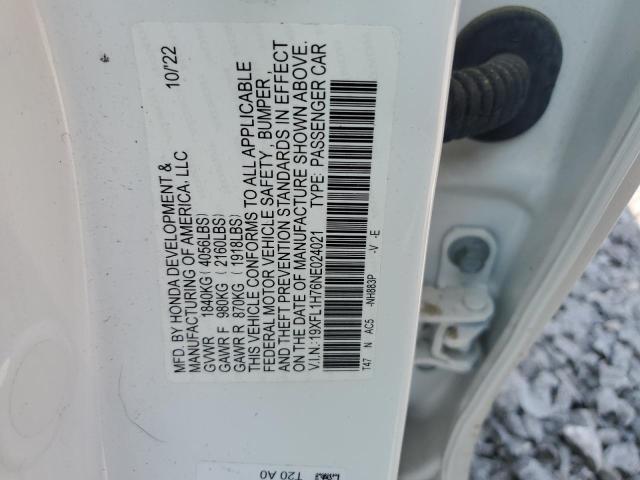 2022 HONDA CIVIC EXL 19XFL1H76NE024021