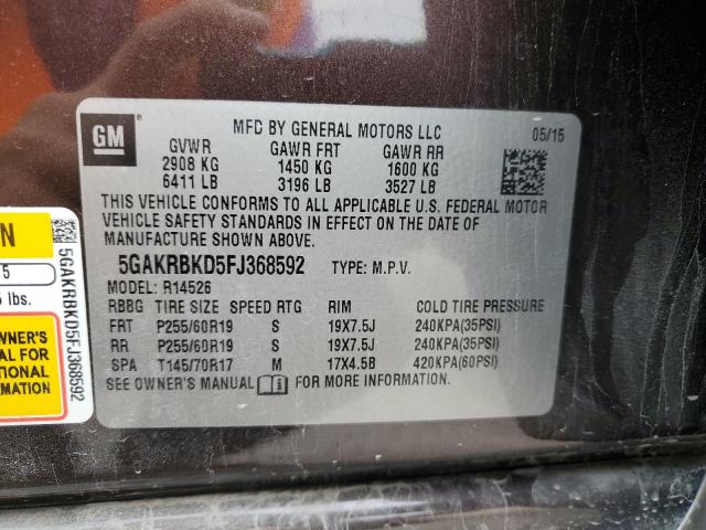 2015 BUICK ENCLAVE 5GAKRBKD5FJ368592