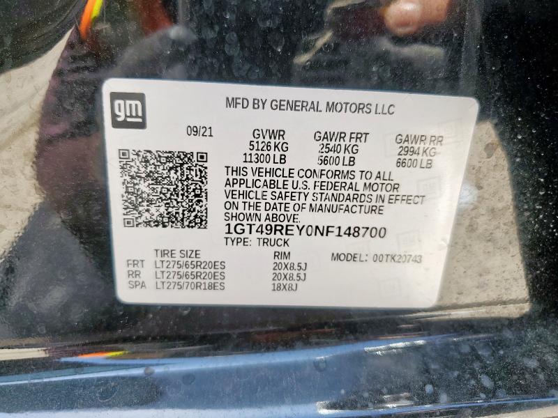 2022 GMC SIERRA K25 1GT49REY0NF148700